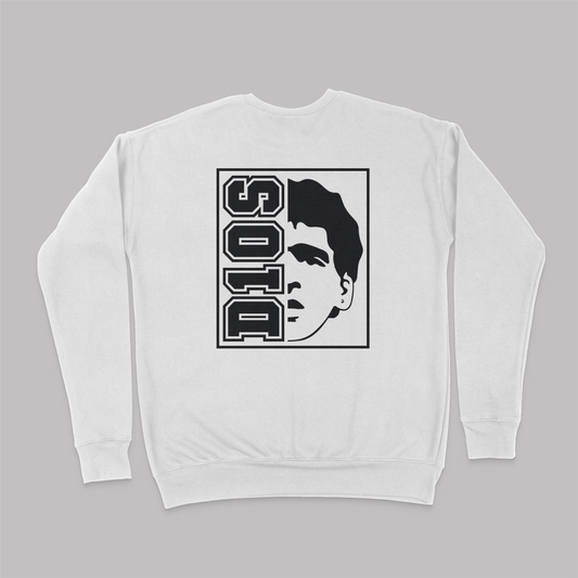 Dios Maradona Icon Pullover Crewneck Sweatshirt (Black and White Edition)